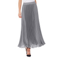 Kate Kasin Retro Vintage Summer plissé gris argenté Maxi jupe longue 40 &quot;KK000614-3